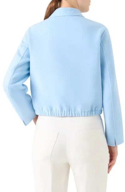 Akris Harmony Cropped Cashmere Zip Front Jacket In Blue
