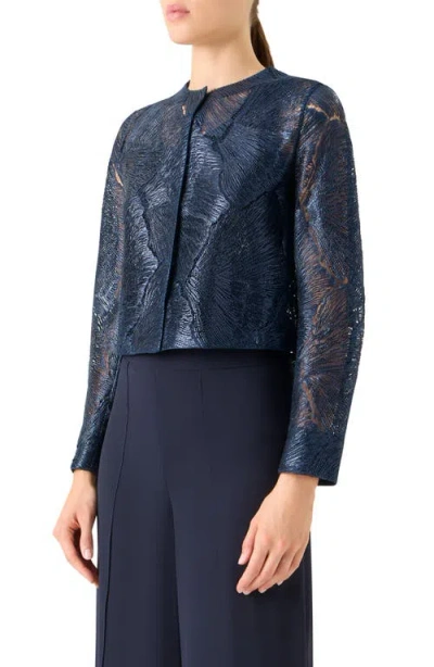 Akris Haron Sea Fan Lace Jacket In Blue