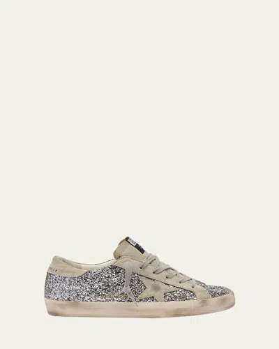 Golden Goose Superstar Suede Glitter Low-top Sneakers In Gray
