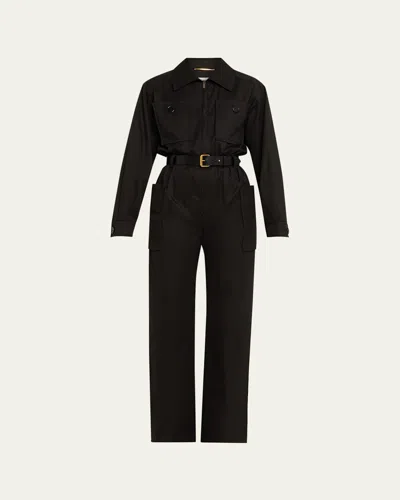 Saint Laurent Cotton Twill Cargo Pocket Jumpsuit In Multi