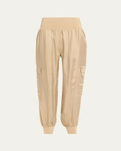 Cinq À Sept Tous Les Jours Giles Satin Jogger Pants In Brown