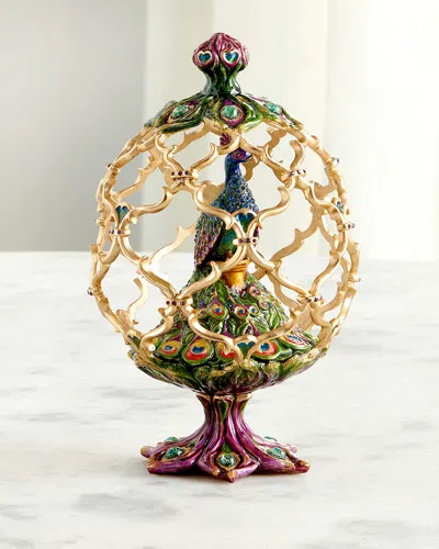 Jay Strongwater Decorative Peacock Egg In Multi