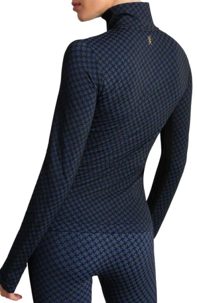 Rhone Houndstooth Seamless Half-zip Pullover In Blue