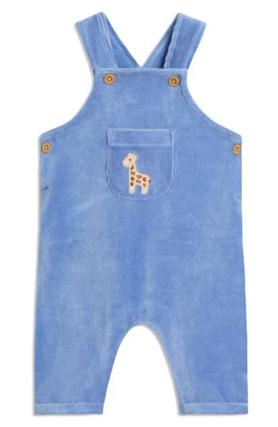 Jojo Maman Bébé Jojo Maman Bebe Long Sleeve Bodysuit & Embroidered Giraffe Rib Velour Overalls Set In Blue