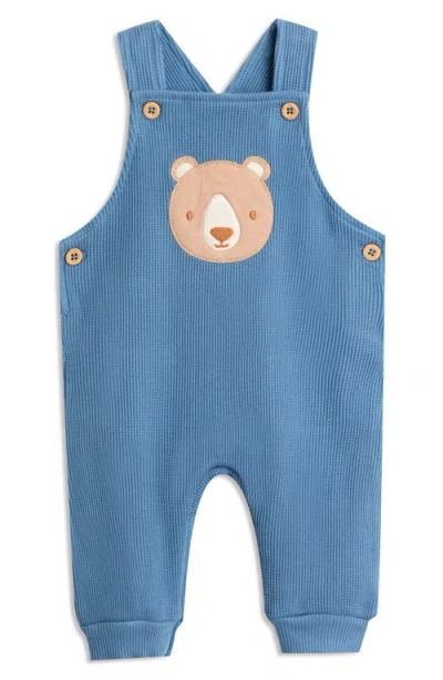 Jojo Maman Bébé Jojo Maman Bebe Long Sleeve Bodysuit & Bear Appliqué Waffle Knit Overalls Set In Blue