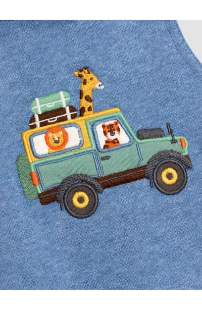 Jojo Maman Bébé Jojo Maman Bebe Stripe Long Sleeve T-shirt & Safari Truck Appliqué Overalls Set In Blue