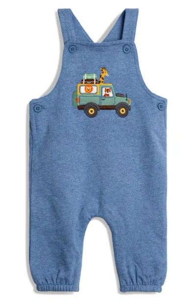 Jojo Maman Bébé Jojo Maman Bebe Stripe Long Sleeve T-shirt & Safari Truck Appliqué Overalls Set In Blue