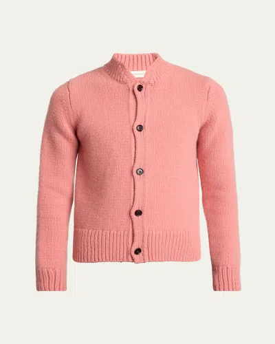 Dries Van Noten Men's Mock Neck Knit Cardigan In Multi