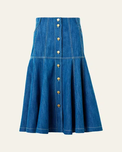 Akris Punto Stretch Denim Tiered Skirt In Blue