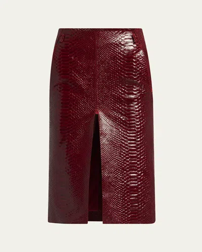 Tom Ford Snake-effect Leather Midi Skirt