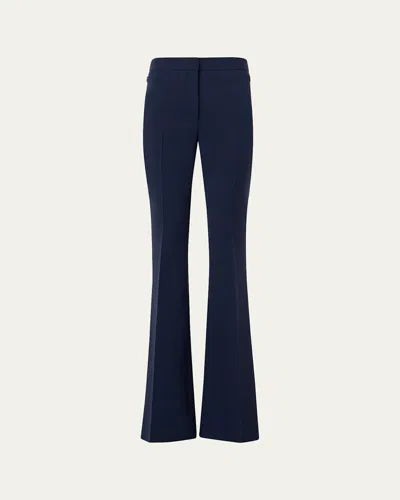 Akris Farida Stretch Wool Bootcut Trousers In Blue