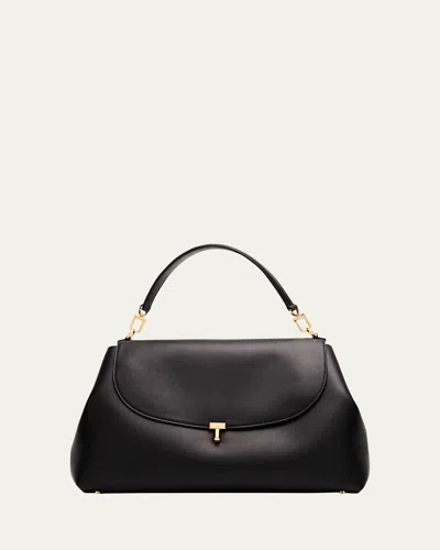 Totême T-lock Leather Satchel Bag In Black