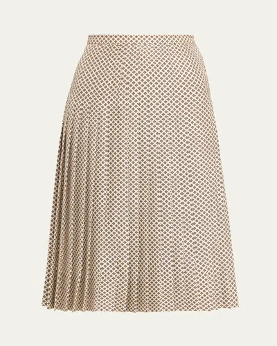 Loro Piana Clea Pleated Silk Midi Skirt In White