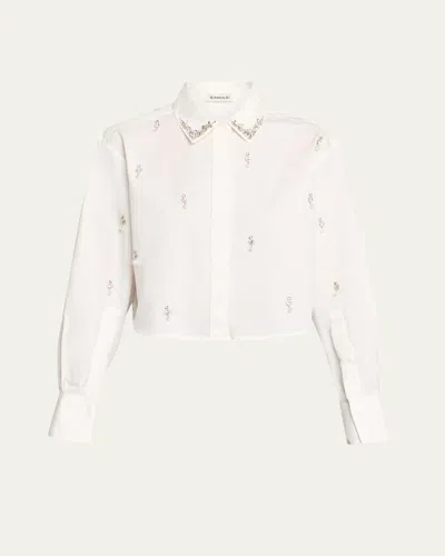 Simkhai Renata Embellished Button-down Shirt In Gray