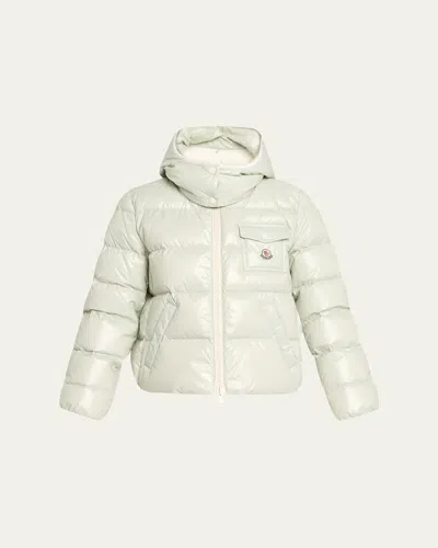 Moncler Andro Hooded Short Down Jacket In Green
