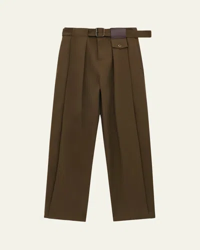 Loewe Cotton And Silk Straight-leg Trousers In Green