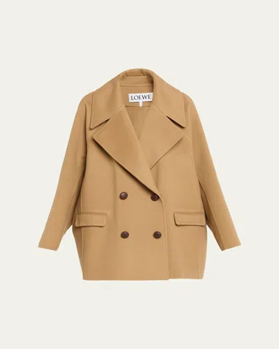 Loewe Cotton And Silk Straight-leg Trousers In Brown