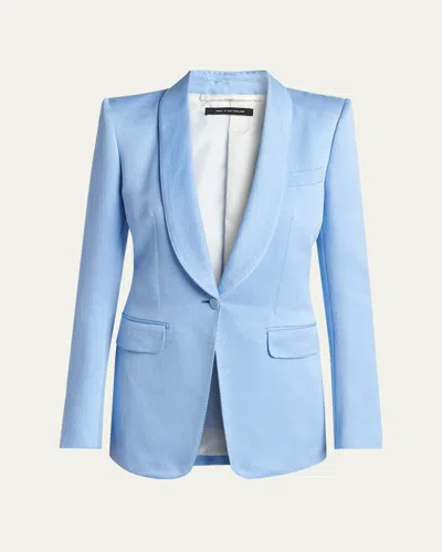 Tom Ford Cotton Velvet Single-breasted Blazer In Blue