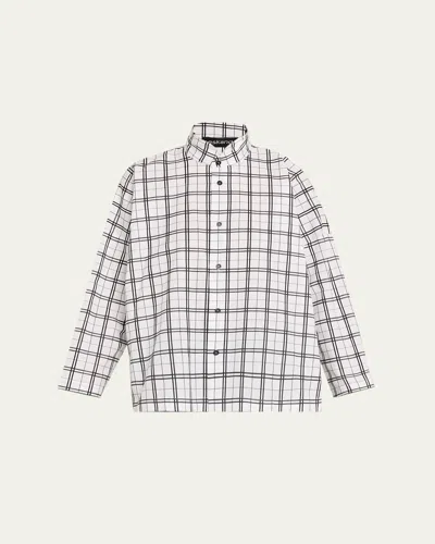 Eskandar A-line Plaid Cotton Shirt In Multi