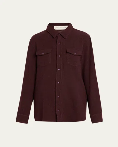 God's True Cashmere Claret Solid Cashmere Button-down Shirt