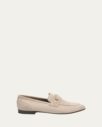 Brunello Cucinelli Suede Loafers With Horsebit Strap In Neutral