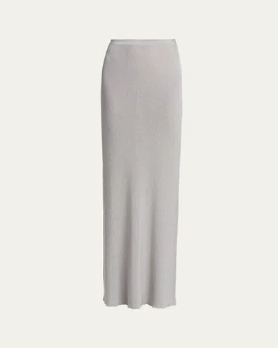 Tom Ford Paillette Ribbed Knit Maxi Skirt In Gray