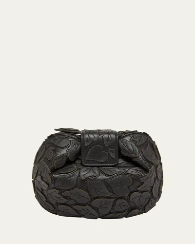 Gabriela Hearst Demi Leaf Applique Nappa Leather Clutch Bag In Black
