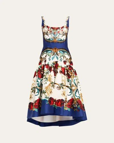 Alice And Olivia Gilded Rose Diana Structured Midi Dress In Multi