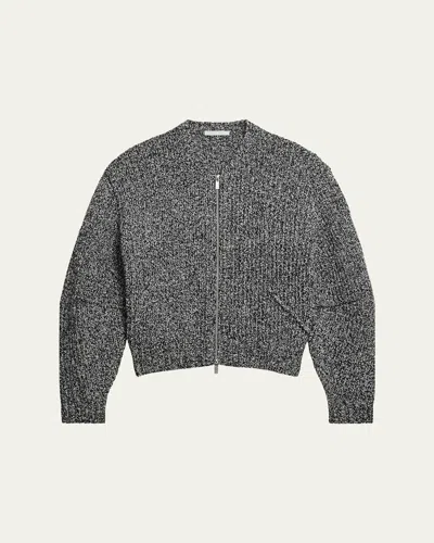 Helmut Lang Marled Zip-front Sweater In Multi