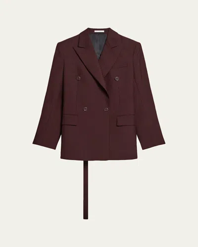 Helmut Lang Belted Double-breasted Blazer In Brown