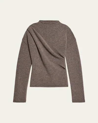 Helmut Lang Slouchy Crewneck Twist Sweater In Brown