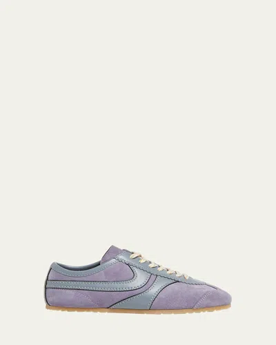 Dries Van Noten Mixed Leather Retro Runner Sneakers In Purple