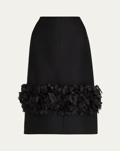 Totême Womens Black Petal High-waist Wool And Silk Midi Skirt In Black