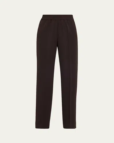 Dolce & Gabbana Straight-leg Gabardine Pull-on Pants In Brown