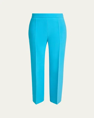 Chloé Lower Impact Wool Crepe Straight-leg Ankle Pants In Blue