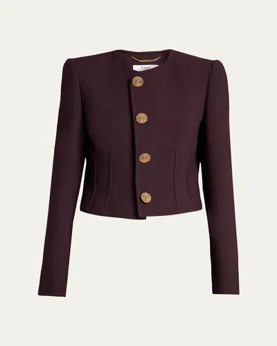 Chloé Chloe Darted Cropped Wool Jacket In Brown