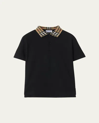 Burberry Black Cotton Polo Shirt In Black