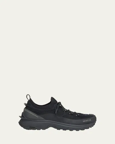 Moncler Trailgrip Lite3 Sneakers In Nubuck And Suede Leather In Black