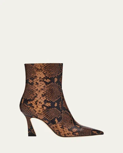 Stuart Weitzman 85mm Vinnie Snake-printed Leather Booties In Multi