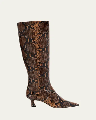Stuart Weitzman 50mm Vinnie Snake-printed Leather Knee-high Boots In Multi
