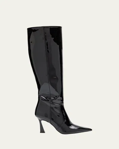Stuart Weitzman 85mm Vinnie Patent Leather Knee-high Boots In Multi