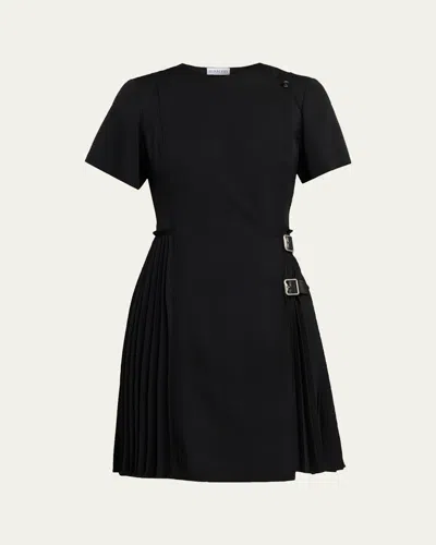 Burberry Ada Pleated Wrap Mini Dress In Black