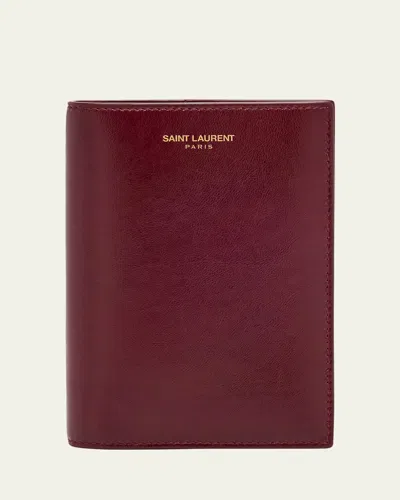 Saint Laurent Leather Passport Holder In Red