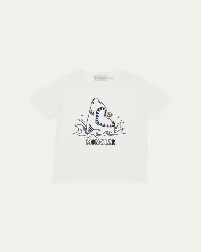 Moncler Boy's Shark Eating Logo Short-sleeve T-shirt In Brown