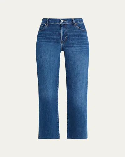 Frame Stretch Denim Straight Leg Five Pocket Jeans In Blue
