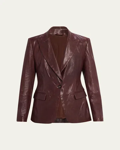Brunello Cucinelli Leather Blazer In Brown