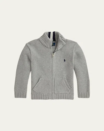 Ralph Lauren Boy's Pony Embroidered Sweater In Gray