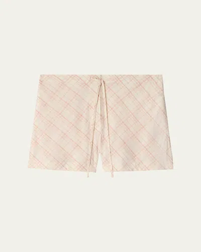 Burberry Check Pajama Shorts In Pink