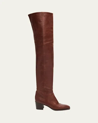 Saint Laurent Odeon Leather Over-the-knee Boots In Multi