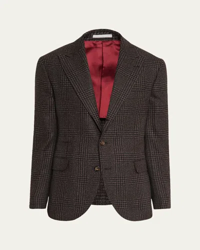 Brunello Cucinelli Check Blazer In Brown